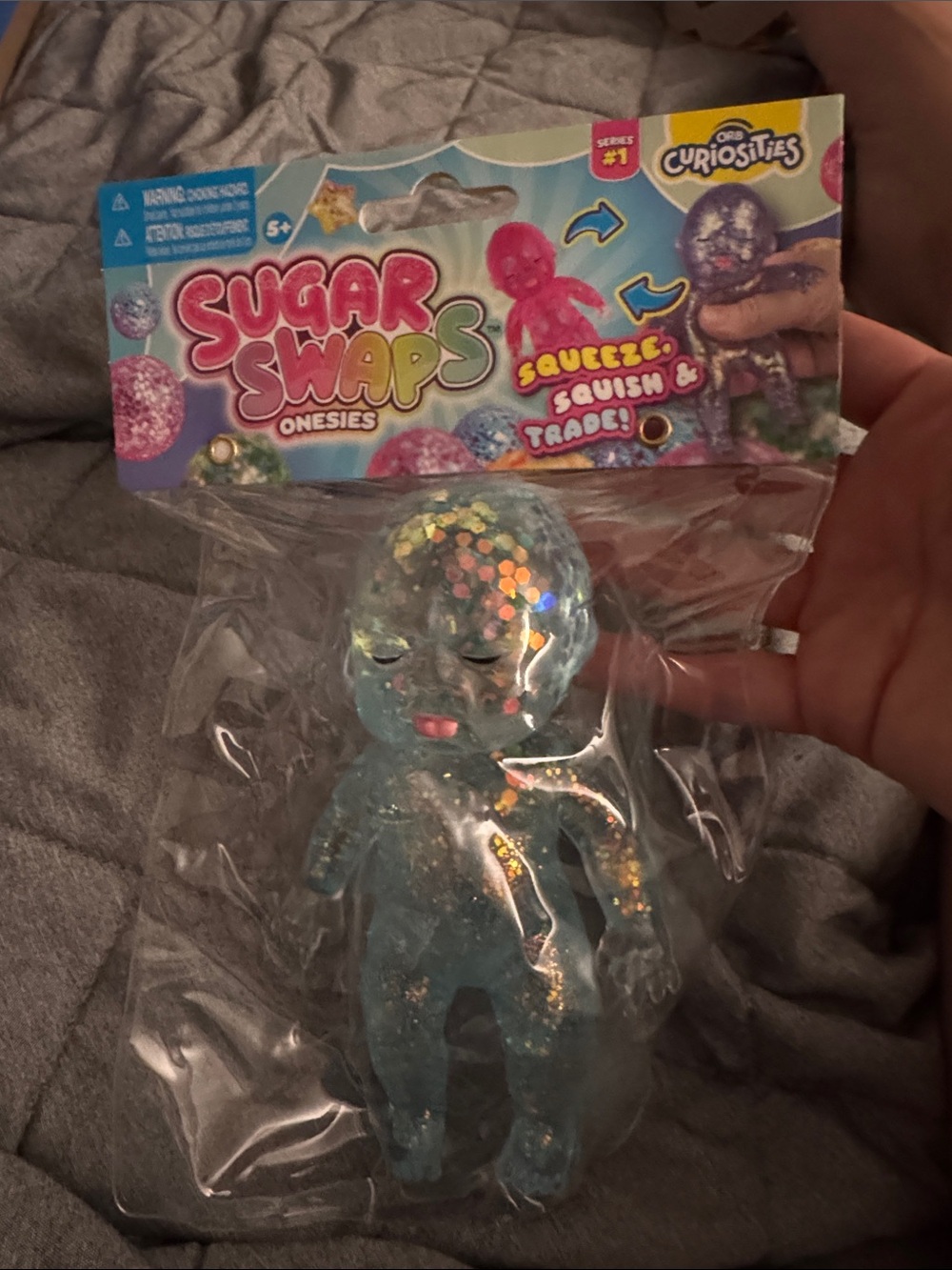 Viral baby Sugar swap Blue Glitter Onesies Squeeze Toy
